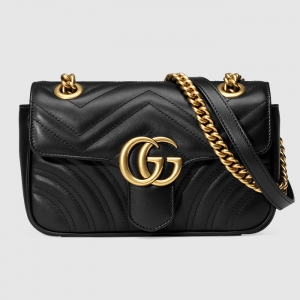 446744 Gucci古馳女包 GG Marmont 絎縫迷你手袋 黑色