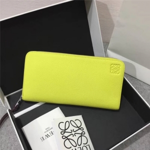 3598 Loewe錢包 羅意威新款 T拉鏈長夾 軟珠地小牛皮 黃色