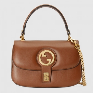735101 Gucci Blondie系列手提包 圓形互扣式雙單間手提包 棕色