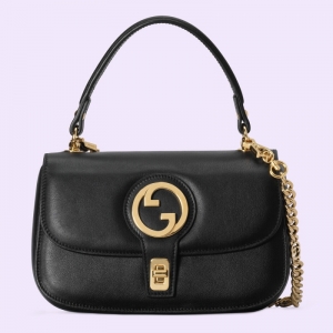 735101 Gucci Blondie系列手提包 圓形互扣式雙單間手提包 黑色
