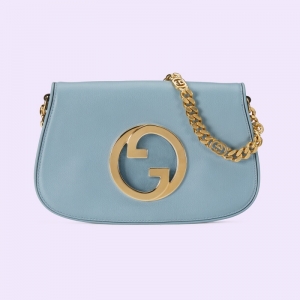 699268 Gucci Blondie系列肩背包 圓形互扣式雙G單肩包 淺藍(lán)色
