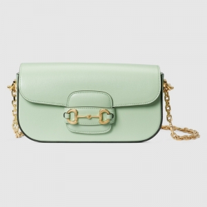 735178 Gucci Horsebit 1955系列肩背包 古馳手提單肩包 淺綠色