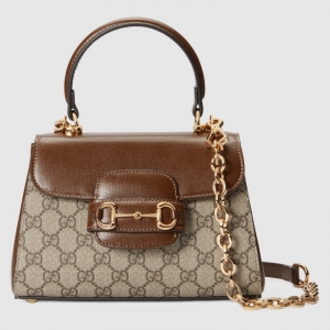 703848 Gucci Horsebit 1955系列迷你手袋 古馳女士單肩手提包 棕色