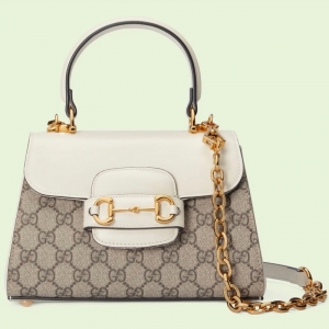 703848 Gucci Horsebit 1955系列迷你手袋 古馳女士單肩手提包 白色