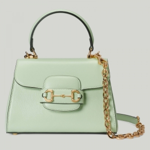 703848 Gucci Horsebit 1955系列迷你手袋 古馳女士單肩手提包 淺綠色