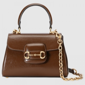 703848 Gucci Horsebit 1955系列迷你手袋 古馳女士單肩手提包 棕色
