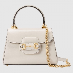 703848 Gucci Horsebit 1955系列迷你手袋 古馳女士單肩手提包 白色