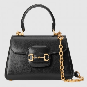 703848 Gucci Horsebit 1955系列迷你手袋 古馳女士單肩手提包 黑色