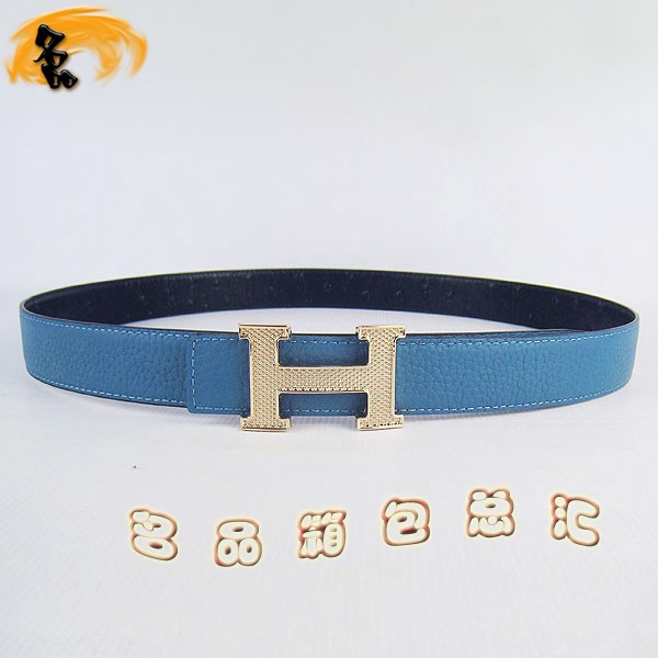 405 最新款 愛馬仕男款皮帶 Hermes皮帶 Hermes腰帶 鴕鳥紋中藍(lán)配黑 金扣3cm