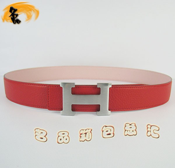 361 最新款愛馬仕皮帶 Hermes皮帶 Hermes腰帶 荔枝紋紅配粉紅 銀扣3.8cm