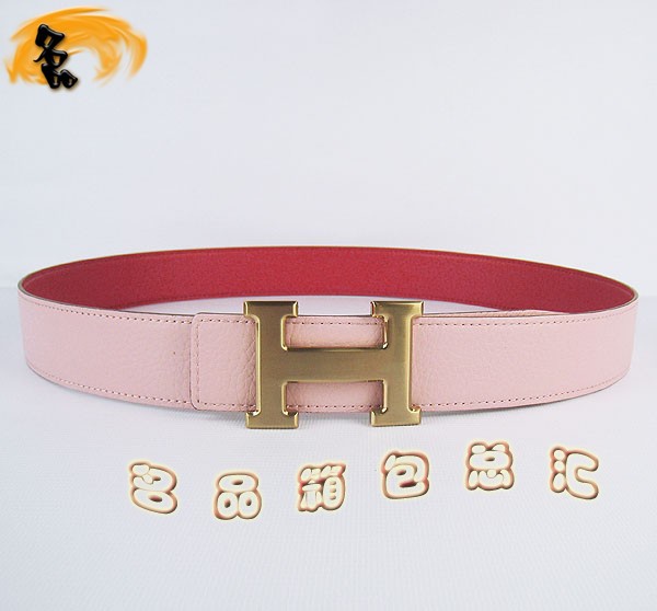 448 最新款愛馬仕皮帶 Hermes皮帶 Hermes腰帶 荔枝紋紅配粉紅 金扣3.8cm